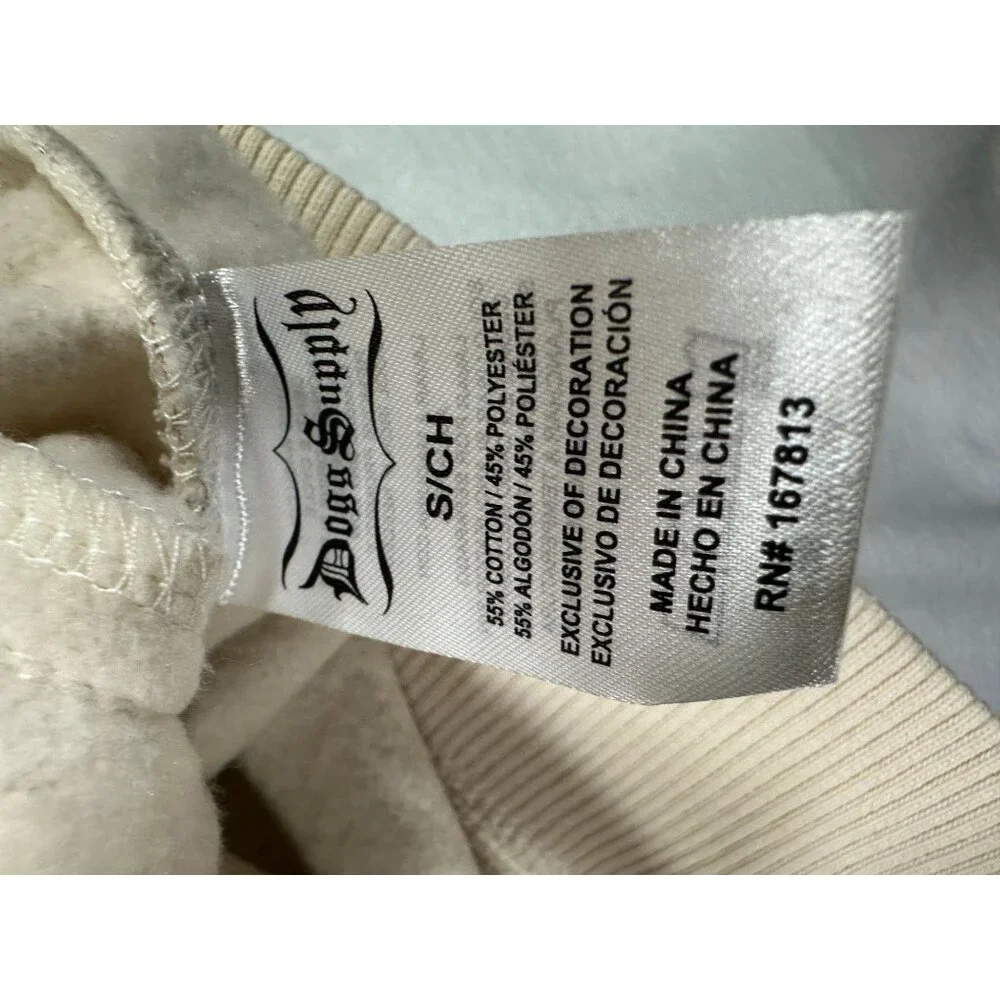 Dog Supply By Snoop Dogg Mens DS Varsity Jacket S Natural Beige Cotton Polyester - Picture 5 of 11